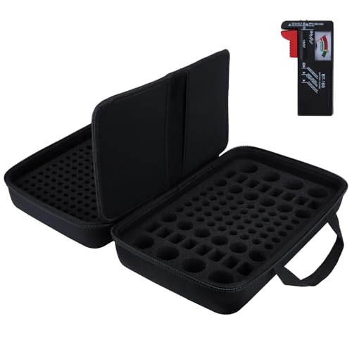 Battery Organizer Storage Case with Tester, Stores & Protects 120*AAA, 93*AA, 12*C, 16 * 9V, 8*D, 10*Coin Cell, Exceed 259 Batteries (Batteries are Not Included) - size: Large