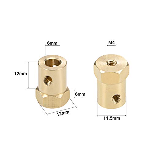 uxcell Hex Coupler 6mm Bore Motor Hex Brass Shaft Coupling Connector for Car Wheels Tires Shaft Motor 4pcs - size: 6mm