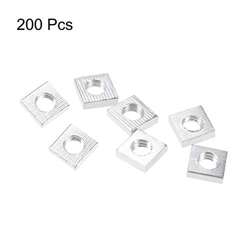 uxcell Square Nuts, M4x7mmx2mm Zinc-Plated Metric Coarse Thread Assortment Kit, 200 Pcs - size: M4x7mmx2mm