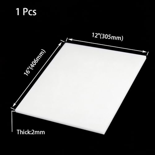 Size 12" X 16"-PTFE Plastic Sheet,2mm Thick White PTFE Virgin Sheet, - size: 12"x16"x2mm, style: 1 PCS