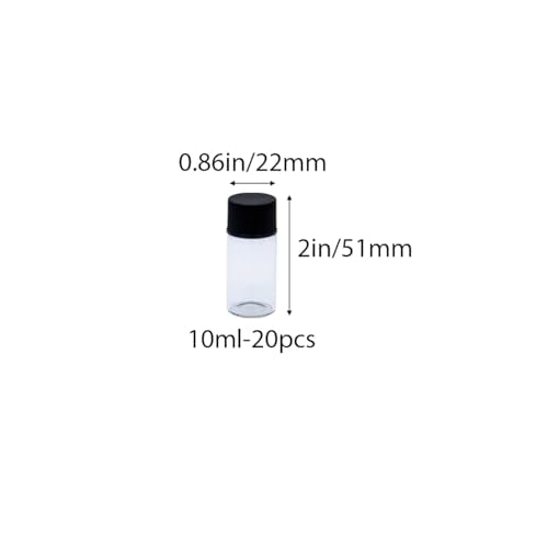 20pcs 10ml Glass Sample Vials, Liquid Sampling Small Glass Bottle Storage Container with PE Liners Black Screw Caps Leak-Proof for Essential Oil, and Specimen Samples, Clear - color: Clear, size: 10ml