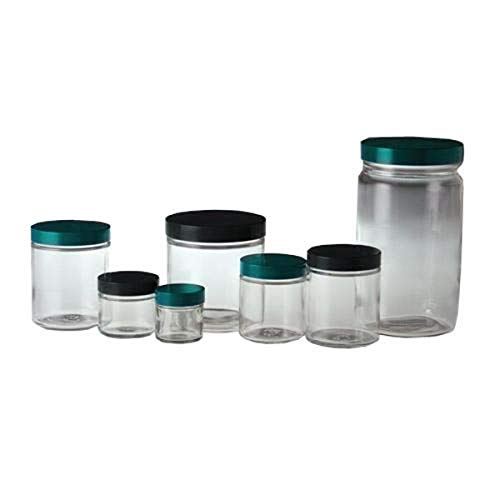Qorpak GLC-01611 Straight Sided Round Bottle with 53-400 Green Thermoset F217 and PTFE Lined Cap, 60 mL, Clear (Pack of 24)
