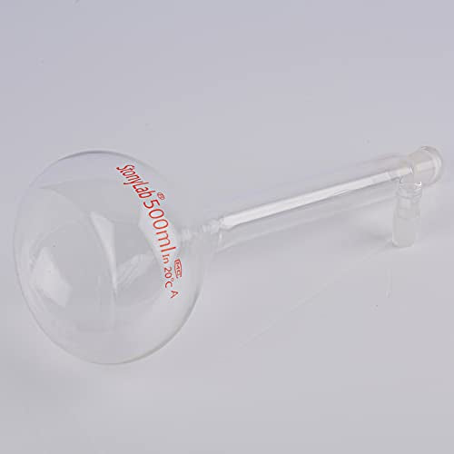 stonylab Glass Volumetric Flask Class A with Glass Stopper, Borosilicate Glass Heavy Wall Volumetric Flask Tolerance ±0.25 ml, 500 ml - size: 500 ml
