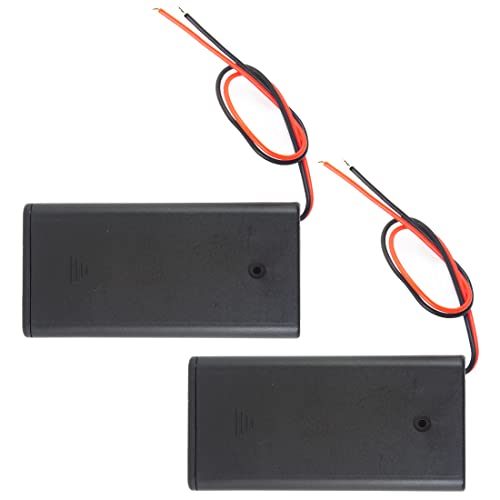 2pcs 2 x AA 1.5V (Total: 3V) Battery Holder Box Case with On/Off Switch Plastic ABS Storage for Electronic DIY Leads 2X Slots and Wires
