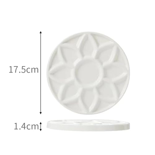 17-Well Paint Palette Porcelain Paint Palette Ceramic Tray Artist Watercolor Mixing Palette for Acrylic Oil Painting, Watercolor, Gouache Painting, Round - color: 17 Wells