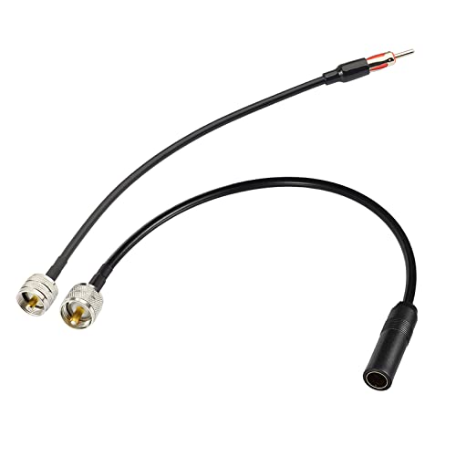 Eightwood PL259 to AM/FM Adapter Kit, UHF Male to DIN Male/Female Cable