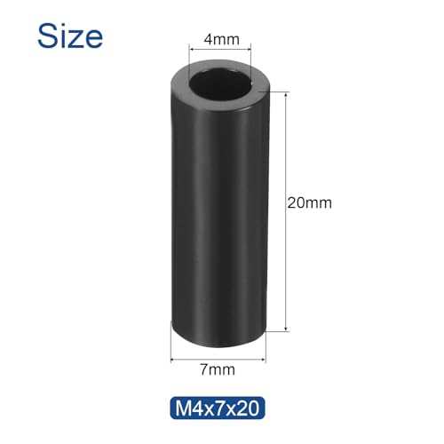 uxcell 100pcs Nylon Round Spacers 4mm ID, 7mm OD, 20mm Height Screws Spacers Without Threaded, Plastic Spacer for M4 Screws, Black - size: 4mm ID, 7mm OD, 20mm Height