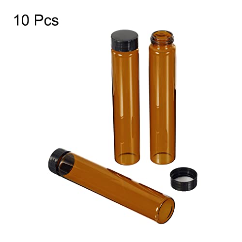 PATIKIL 60mL Reagent Media Bottle, 10 Pack Round Glass Storage Bottles Plastic Screw Cap for Lab Home, Brown - size: 60mL