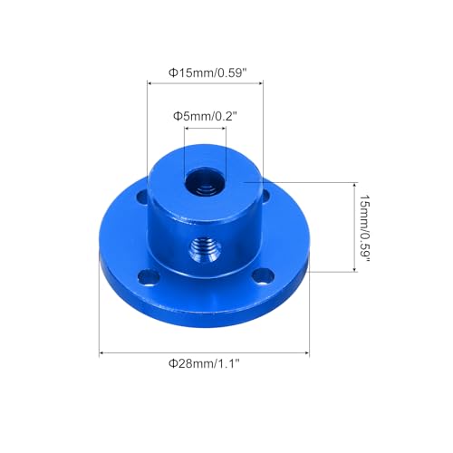 MECCANIXITY 4pcs 5mm Bore Rigid Blue Flange Coupling Connector Aluminum Motor Bearing Shaft Mounting Hub with Wrench for DIY RC Model Motors - color: Blue, size: 5mm