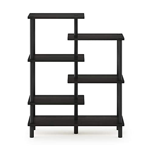 Furinno Turn-N-Tube 6-Tier Accent Display Rack, Espresso/Black - color: Espresso/Black, style: 6-Tiers, Side Ladder
