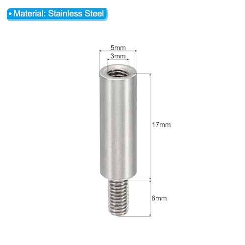 PATIKIL 24pcs M3 Standoffs, M3 17+6mm Spacer Standoffs Steel Threaded Standoffs Screws Kit 3mm ID 5mm OD Metric Male Female Thread Adapters for Circuit Board PCB RC Drones Motherboard - size: 17+6mm L