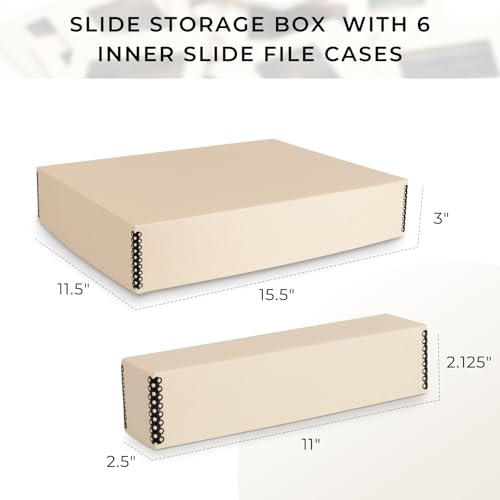 Golden State Art, Archival Slide Storage Box, Tan, 15.5"x11.5"x3" - size: 15.5" x 11.5" x 3"
