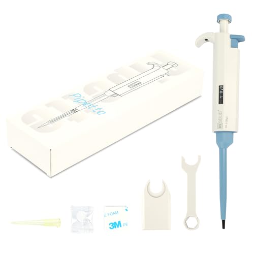 U.S. Solid 10-100 µL Single-Channel Adjustable Micropipette, 1 µL Increments, Autoclavable Tip Cone, with Holder and Calibration Certificate, High-Accuracy Lab Pipettor - size: 10-100 μL