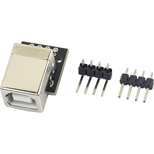 5pcs USB Type B Breakout Board Female Connector USB to DIP Adapter PCB Power Board with 4Pin Male Header and Right Angel Header - color: USB B Female Breakout