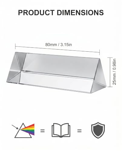 Triangular Prism 25x25x80mm High-Precision Glass Lens for Physics Teaching Accurate Light Dispersion Science Kit for Classroom Experiments Optics Research