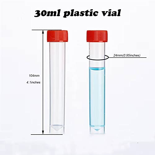 30ml Plastic Small Vials with Screw Caps Sample Tubes,PP Material, Free from DNase, RNase, Human DNA(30pcs) - style: 30ml 30pcs