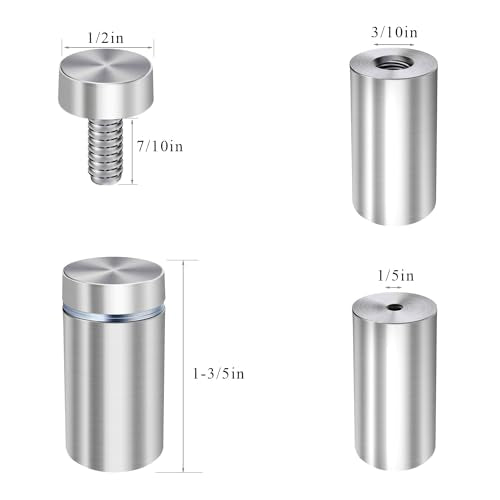 1/2 x 1 3/5 Inch Sign Standoffs Screw Mount Wall Standoff Hardware, 16 Pack - size: 1/2" x 1-3/5"