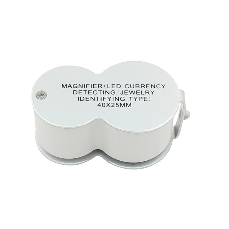 Magnifying Glass Portable Handheld Magnifying Glass with LED Light Jewelry Magnifying Glass Folding Model for The Elderly to Read Jewelry Gems Watches Stamps Antiques Magnifier 40X25mm