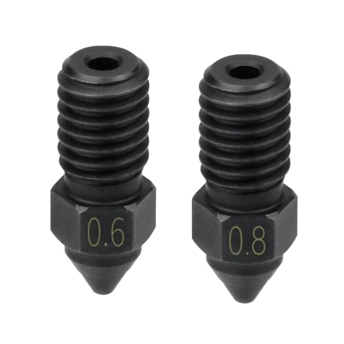 2pcs Ender 3 V3 SE Hardened Steel Nozzles Spider Hotend High Speed Nozzle High Temperature Compatible with Creality Ender 7 / Ender 5 S1 3D Printer Accessories Replament (0.6mm, 0.8mm) - size: 0.6mm 0.8mm