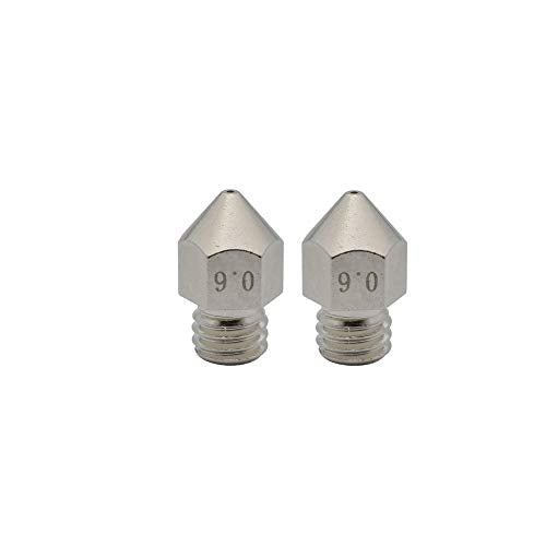POLISI3D 2pcs MK8 Plated Wear Resistant Brass Nozzle 0.6mm Compatible with 1.75mm Makerbot MK8 extruder, Creality CR10, Ender 3 Pro Tevo Tornado 3D Printer (2X 0.6mm)