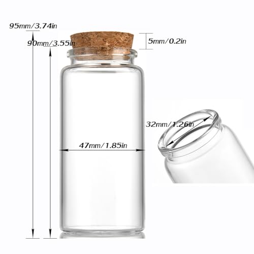 4 pcs 120ml Small Glass Bottles with Cork Stopper,Graduation Gifts,Decorative Bottle,Vials Jars,Cute Storage Jar,Wishing Bottle 47x90mm(1.85x3.55inch) - size: 47x90mm(1.85x3.55inch)