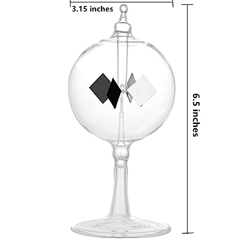 Solar Crookes Radiometer Glass Windmill Handmade for Party Home Decoration Gift L (Transparent) - color: Transparent