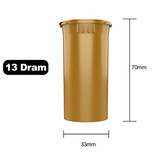 Dragon Chewer 13 Dram CR Plastic Packaging Pop Top Containers - Child Resistant Travel Holder Vial Bottles - 315 qty (Gold) - color: Gold