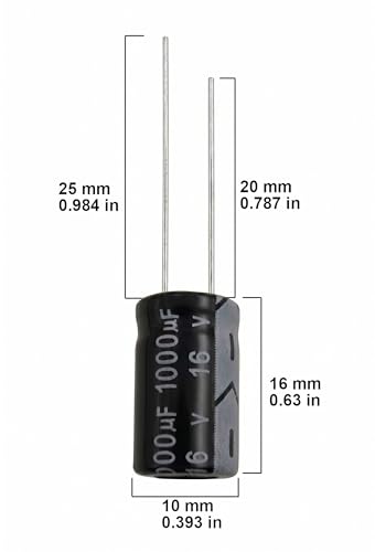 1000uF 16V 10 * 16mm 15pcs Electrolytic Capacitor 1000 uF MFD 16 Volt 0.39 * 0.63in Aluminum Capacitors - size: 1000uF 16V 10*16MM