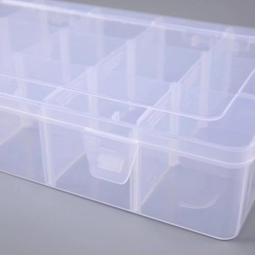 VBQFDPH Clear Plastic 15 Compartment Organizer Box with Dividers