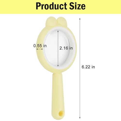Rongon 4X Kids Magnifying Glass Portable Small Handheld Reading Magnifier - color: Yellow