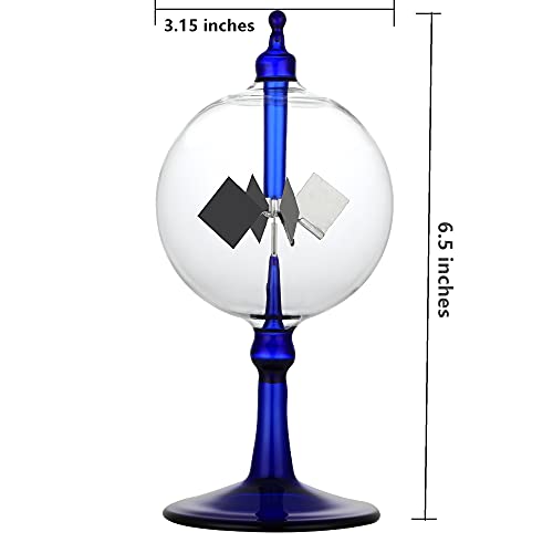 Solar Crookes Radiometer Glass Windmill Handmade for Party Home Decoration Gift L (Blue) - color: Blue