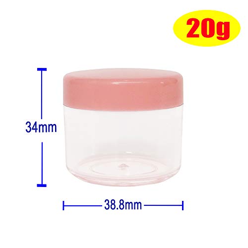 20pcs 20ml Mini Travel Makeup Jars with Pink Lids for Cosmetics - color: 20pack 20ml Pink