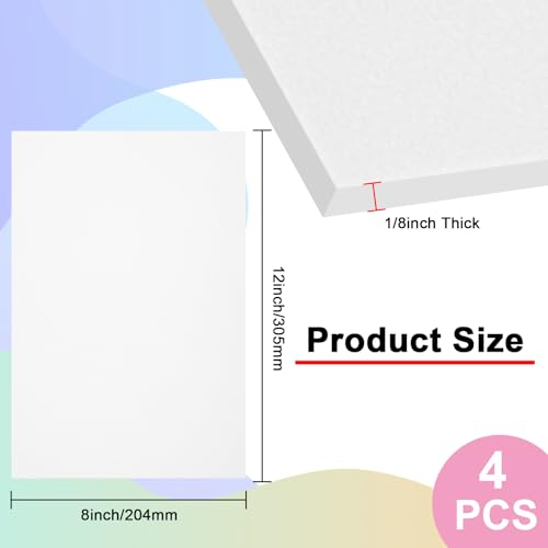 4Pack White ABS Plastic Sheet 8" x 12" x 1/8" Thick White Rigid Thermoplastic Sheet (Upgrade Surface) 3MM Flexible High Tensile ABS Moldable Plastic Panel for Crafts, DIY, Signs - color: White, size: 8" x 12" x 1/8"