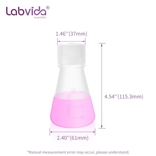 3pcs 100ml Plastic Erlenmeyer Flasks with Screw Cap, LVAH003 - style: 3pcs of Vol.100ml