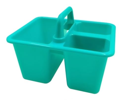 Mini Supply Caddy, School and Art Storage Organizer, 4 Pack Plastic Storage Bins in Bright Colors, Purple, Pink, Blue, Turquoise Plus Bonus Item.