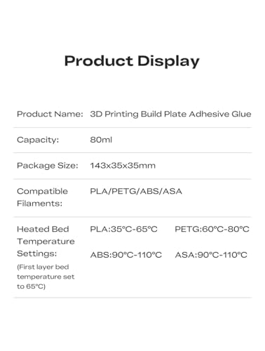 Creality 3D Printer Bed Adhesive,3D Print Glue for Hot Bed,Avoid Warping for Printing ABS,PLA,PETG,TPU on Various Build Plate with Stronger Adhesion-80ML