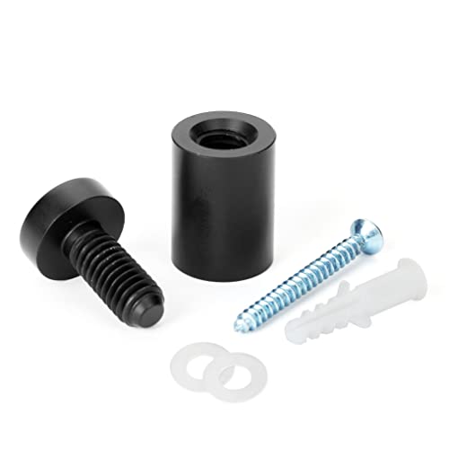 TOPNIKE Sign Standoff 3/4"x 1", Store Sign Holders Screws, Black Aluminum, for Acrylic, Glass, PVC, Glass Panel, Wood with 2 pcs Spacers, Pack of 4