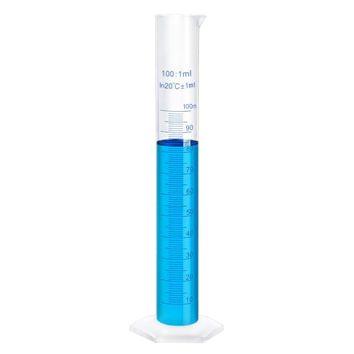 100ml Plastic Measuring Graduated Cylinder, Polypropylene Plastic, 2-Sided Marking, Ideal for Science, School and Home Lab, HUAOU, Pack of 1 - size: 100ml
