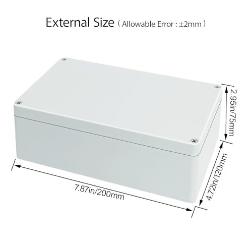 Junction Box Waterproof Plastic Project Box IP65 Plastic Project Box Electrical Box Enclosure Gray White 7.87"x 4.72"x 2.95"(200x120x75mm) - color: Gray White, size: 7.87" x 4.72" x 2.95"