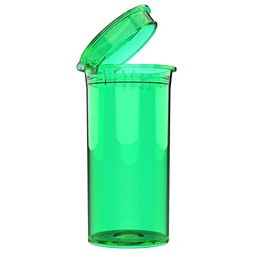 Dragon Chewer 13 Dram CR Plastic Packaging Pop Top Containers - Child Resistant Travel Holder Vial Bottles - 315 qty (Translucent Green) - color: Translucent Green