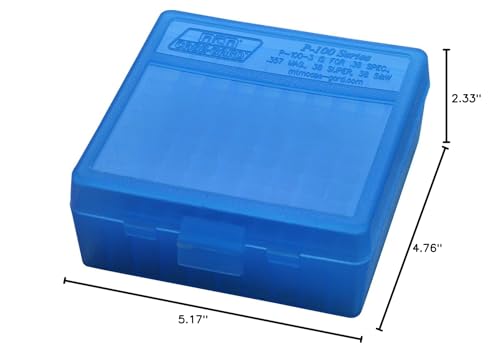 MTM Case-Gard P-100-3-29 Flip-Top Ammo Box, 100 Round, Clear Blue - color: Clear Blue, size: Pack of 1