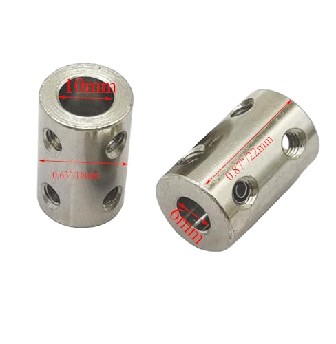 5Pcs 6mm to 10mm Bore Rigid Coupling Set,Steel Rigid Motor Shaft Coupler Adapter with Screws for CNC Machine 3D Printer RC Motor Accessories and DIY - size: 6mm to 10mm