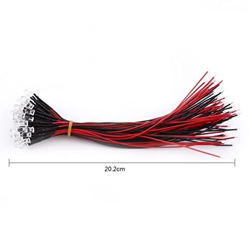 Walfront Pre-Wired LED Lights Kit, 50Pcs 9-12V DC Red Diodes - color: Red Light