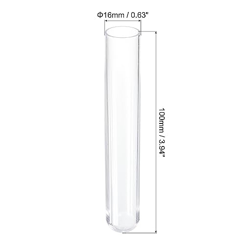 PATIKIL 10ml Plastic Test Tubes with Cork Stoppers, 20Pcs 100x16mm Tubes for Scientific Party Decoration Candy Bead Storage Bath Salt Lab Use, Clear - size: 100x16mm