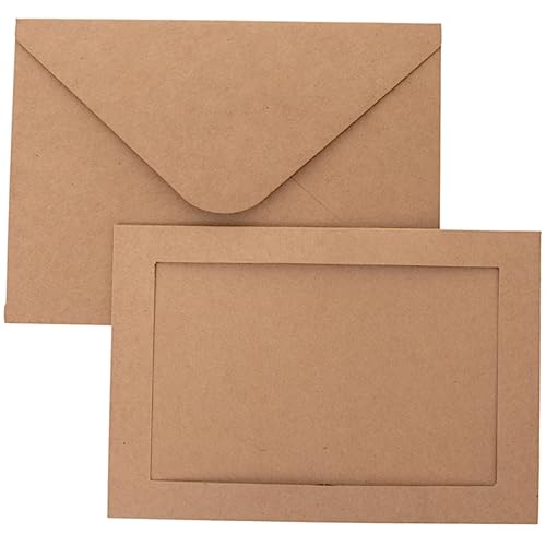 50 Sets Photo Frame Cards with Envelopes 4x6 Paper Picture Frames Bulk - color: Kraft, size: 4X6