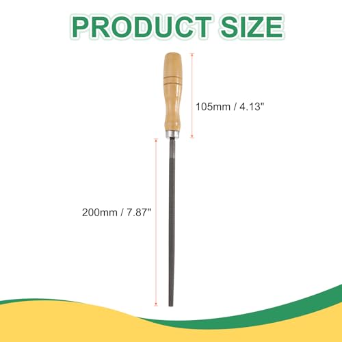 HARFINGTON 8" Round Medium Cut File Double Cut Teeth Medium Metal File High Carbon Steel T12 with Wood Handle for Metal Wood Finishing Roughing, Grey/Yellow - size: 8", style: Medium Cut