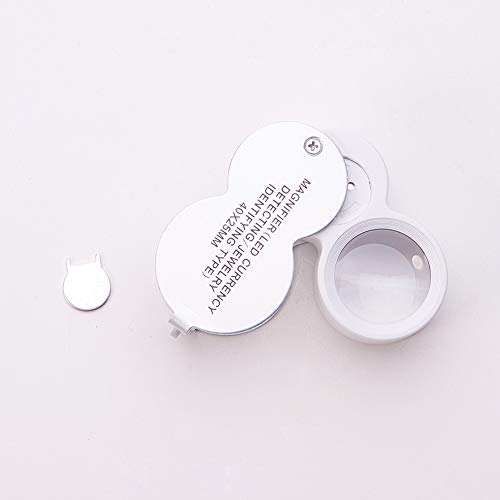 Othmro 1Pcs Magnifier 40X Whistle Shape LED Illuminated Foldable Jewelry Loupe Magnifying Glass Silver - color: A 40x/25mm
