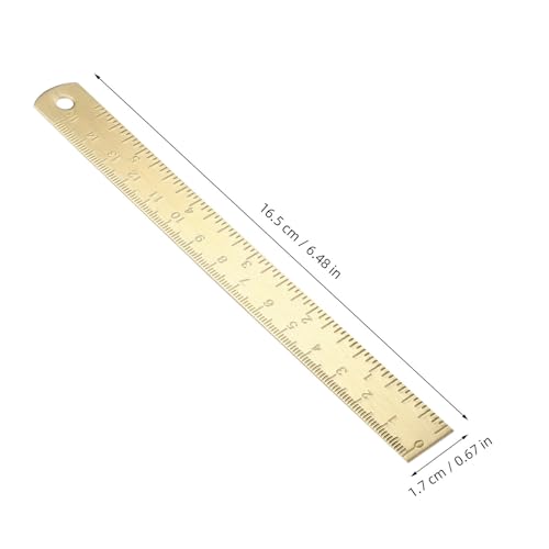 TEHAUX Brass Ruler Drawing Tool Multi-Functional Measuring Ruler for Students Architects Engineers Artists Portable Drafting and Design Tool 6.5×0.67×0.04 inch