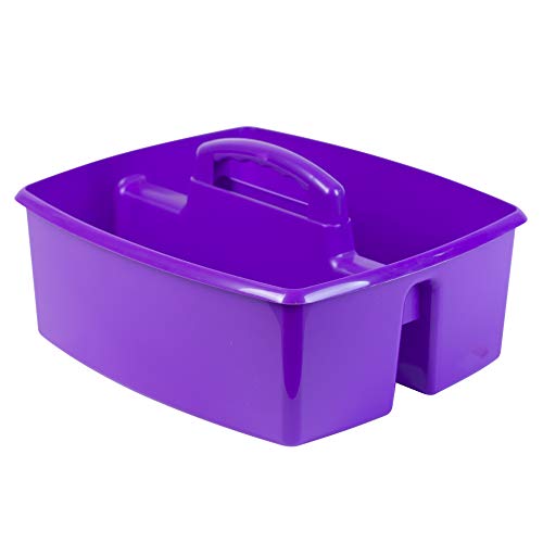 Storex 2-Compartment Large Craft Caddy – Multipurpose Classroom Organizer with Handle, Purple, 6-Pack (00955F06C) - color: Purple, size: 6-Pack, style: Large