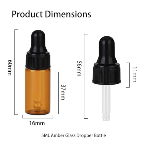 36 Pack Mini Dropper Bottle for Cuticle Oil, Small Sample Glass Dropper Bottles Ideal for Essential Oils, Cosmetics, Perfumes, Travel-Size Liquid Containers (Amber, 5ML) - color: Amber, size: 0.2 Ounces